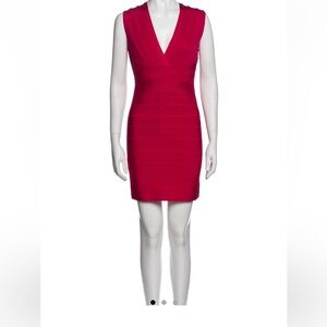 Herve Leger - Medium-Pink V-neck Sleeveless Cocktail dress NWT